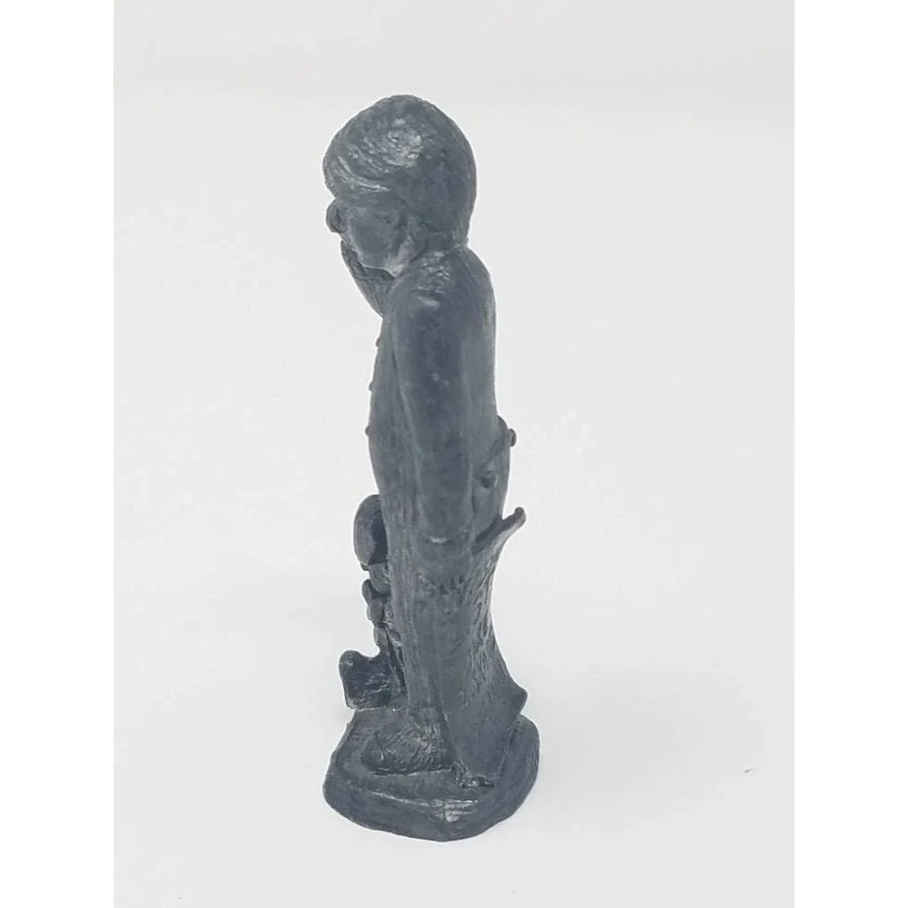 Vtg. Michael Ricker pewter 1990 Christmas Wish List figurine whimsical artsy